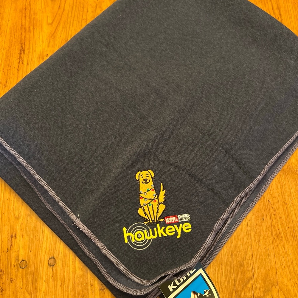 KUHL Kashmira Marvel “Hawkeye” Blanket with Embroidered Dog Design